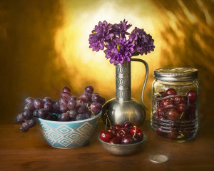 Cherries and grapes